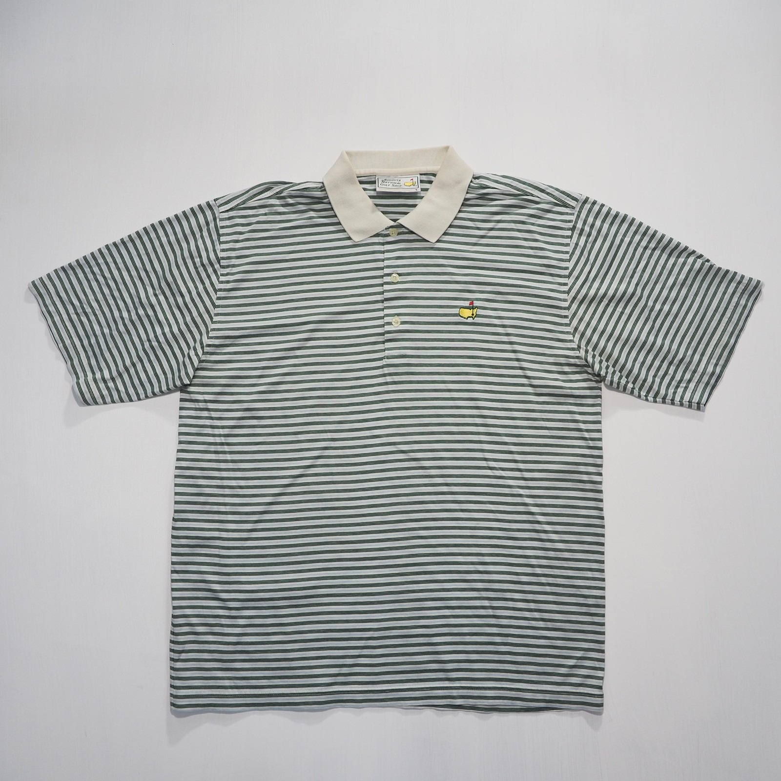 Vtg Masters Tournament Augusta National Golf Polo Mens Large Green Stripe Shirt